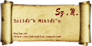 Szilák Miklós névjegykártya